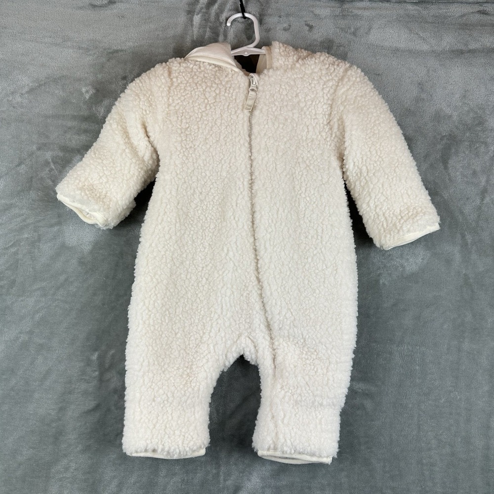 Wonder Nation Hooded Sherpa Bunting Suit 6-9 Months Off White Bear Cold Weather